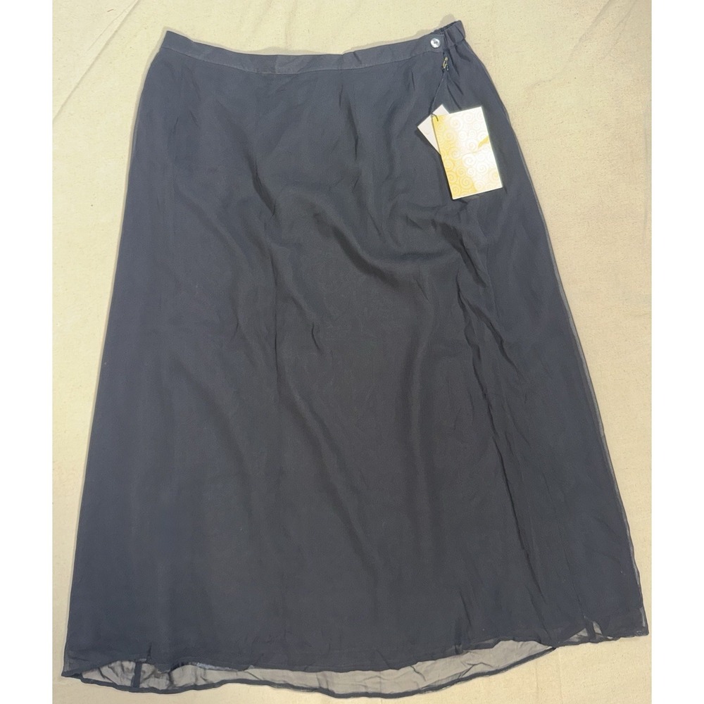 Vintage NWT Linea by Louis Dell'Olio Women's Sz 2X Black Lined Silk Skirt QVC